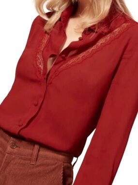 Reformation Paulina button down top crimson red